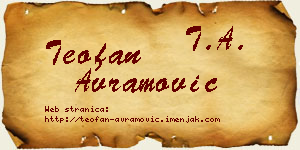 Teofan Avramović vizit kartica